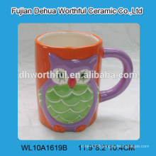 Decorative ceramic tea mug,ceramic coffee mug with owl design